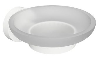 Мыльница WHITE стеклянная, белая, 104108044
