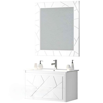 Комплект мебели для ванной OPADIRIS Луиджи 90, белый матовый (тумба+зеркало 90+раковина Ibiza 91)