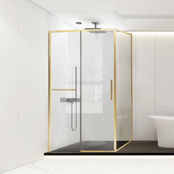 Душевой уголок Slim Soft VSR-1SS9012CLG, 1200*900, брашированное золото, стекло прозрачное