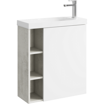 Тумба подвесная AQWELLA Alba 60 правая, светлый камень/белый мат. + рак. Compact Slim 60