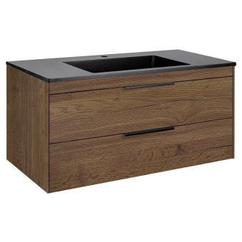 База под раковину Chiara 2D 1000 подвесная, 2 выкатных ящика soft-close, T.Oak
