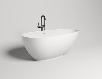 Ванна S-Stone PAOLA 1600х770х570 матовая чёрная/внутри матовый белый(выпуск+сифон)