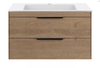 База под раковину VINCEA Chiara 2D 800 подвесная, 2 выкатных ящика soft close, N.Oak