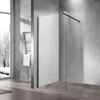 Душевая перегородка Vincea Walk-In VSW-1H800CLB профиль черный матовый, стекло прозрачное