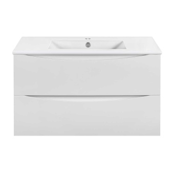 База под раковину VINCEA Mia Slim 900 подвесная, 2 выкатных ящика soft close, G.White