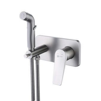 Смеситель с гигиеническим душем  встраиваемый Lemark BRONX LM3720GM графит