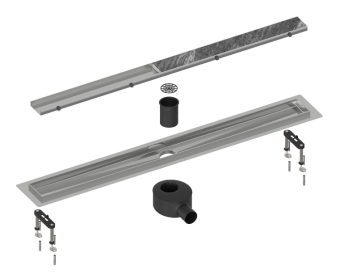 Душевой лоток TIMO Drain System 600 с двусторонней панелью "plate" под плитку,Хром