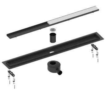Душевой лоток TIMO Drain System 900 с двусторонней панелью "plate" под плитку, Черный