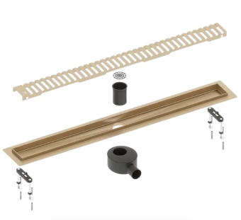 Душевой лоток TIMO Drain System 700 с вставкой "lines", Золото матовое