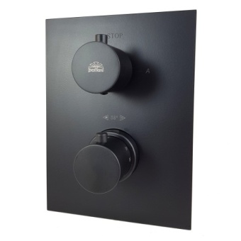 Смеситель для ванны LIGHT Paffoni, арт. LIQ518NO/M, встраиваемый термостат, чёрный матовый