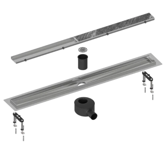 Душевой лоток TIMO Drain System 900 с двусторонней панелью "plate" под плитку,хром