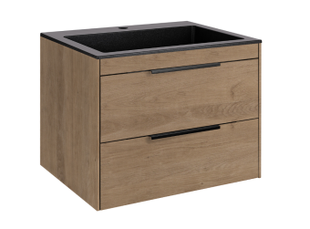 База под раковину Chiara 2D 600 подвесная, 2 выкатных ящика soft-close, N.Oak